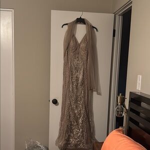 Elegant Taupe Wedding Dress